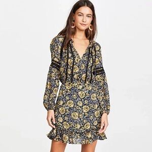 Veronica Beard Yellow and Black Floral Dress